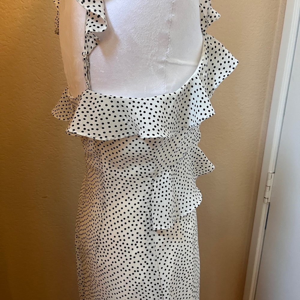 Lucy Paris Marissa Ruffled Polka Dot Midi Dress - black & white - Picture 5 of 7